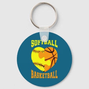 Softball basketball sports heart activity hobby f key ring