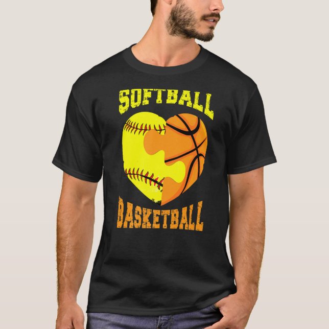 Softball Basketball Sports  Heart Activity Hobby F T-Shirt (Front)