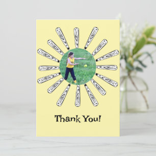 Softball Bat Flower Thank You Card