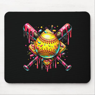 Softball Bat Ice Cream Dripping With Sprinkles Mouse Pad