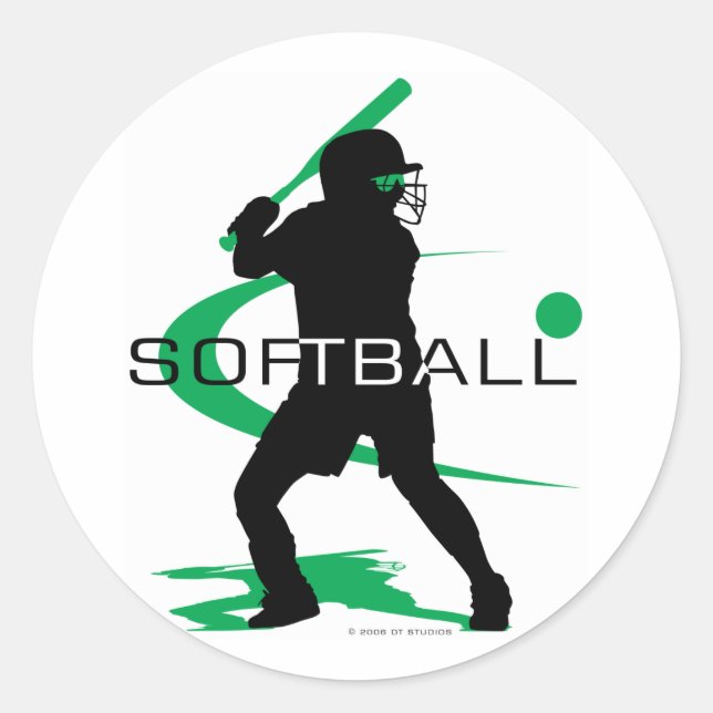 Softball - Batter Classic Round Sticker (Front)