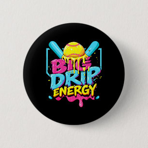 Softball Big Drip Energy Girls Ice Cream Dripping 6 Cm Round Badge