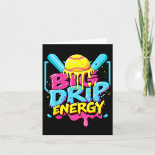 Softball Big Drip Energy Girls Ice Cream Dripping Card
