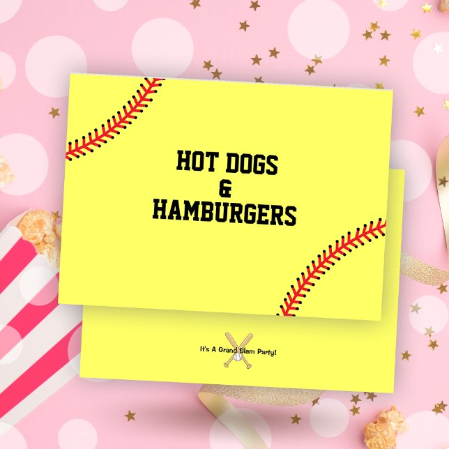 Softball Birthday Party Buffet Food Table Card (Softball Birthday Party Buffet Food Table Card)
