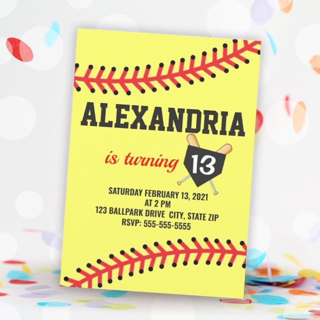Softball Birthday Party Invitations (Softball Birthday Party Invitations)
