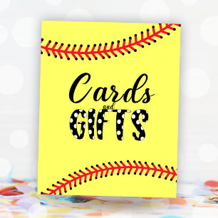 Softball Birthday Party Theme Cards and Gifts Sign