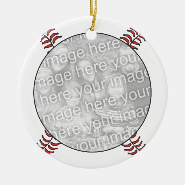 Softball Blue and White Frame Ornament (Front)
