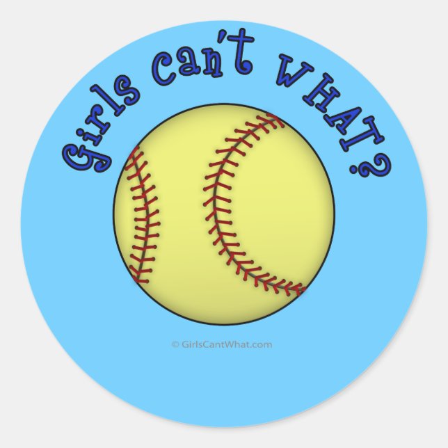 Softball-Blue Classic Round Sticker (Front)