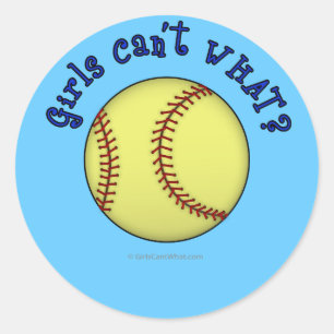Softball-Blue Classic Round Sticker