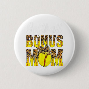 Softball Bonus Mom Game Day Women Leopard Mothers 6 Cm Round Badge