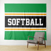 SOFTBALL Bright Green Black Orange Racing Stripes