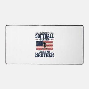 Softball Brother Patriotic Vintage Engraving Shirt Desk Mat