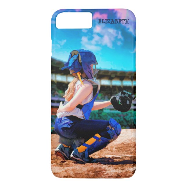 Softball Catcher And Stadium Painting Case-Mate iPhone Case (Back)