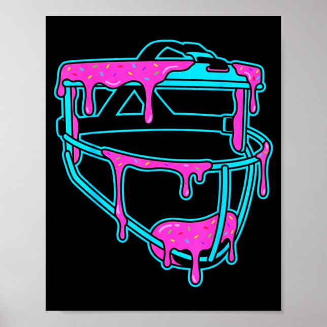 Softball Catcher Drip Ice Cream Mask Sprinkles Gam Poster (Front)
