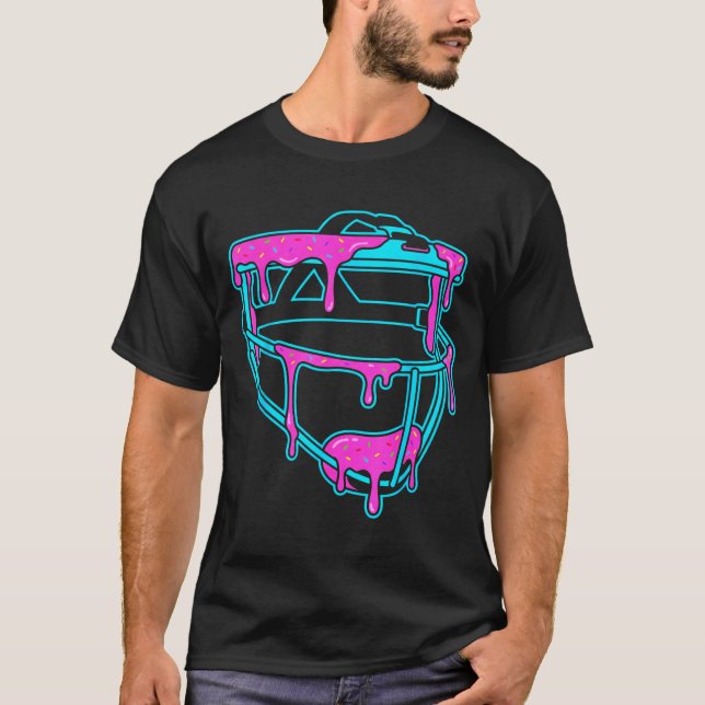 Softball Catcher Drip Ice Cream Mask Sprinkles Gam T-Shirt (Front)