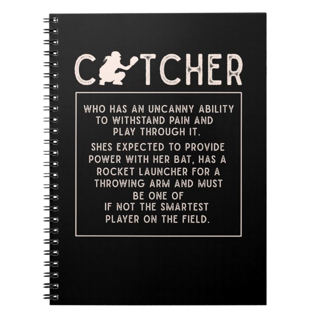 Softball Catcher Girl Funny Baseball Player Humour Notebook (Front)