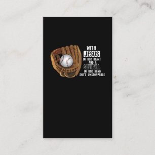 Softball Catcher Girl Jesus Religious Baseball Business Card
