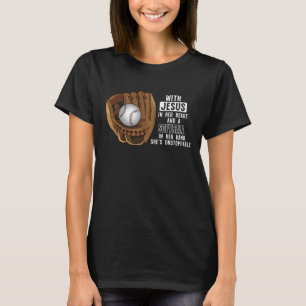 Softball Catcher Girl Jesus Religious Baseball T-Shirt
