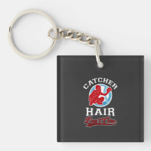 Softball - Catcher Hair Don't Care Key Ring