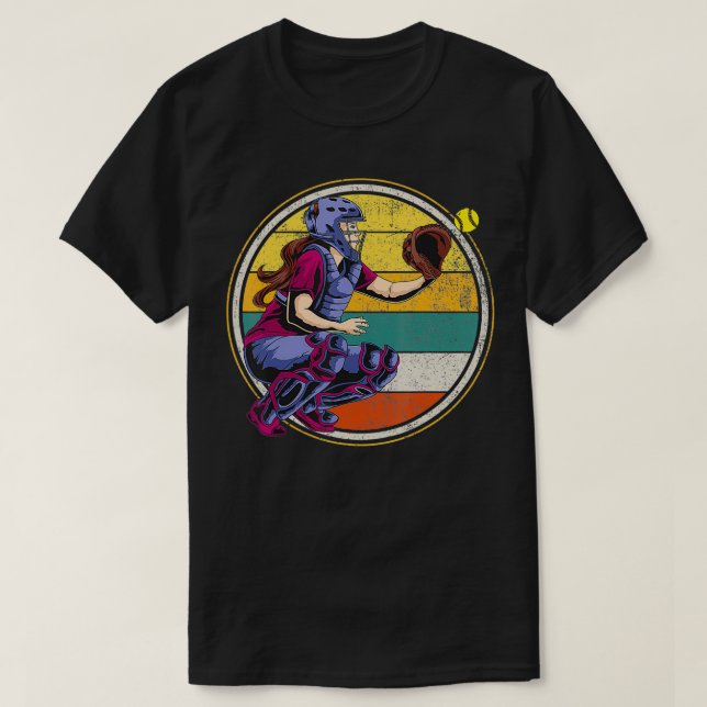 Softball Catcher Player Team  T-Shirt (Design Front)
