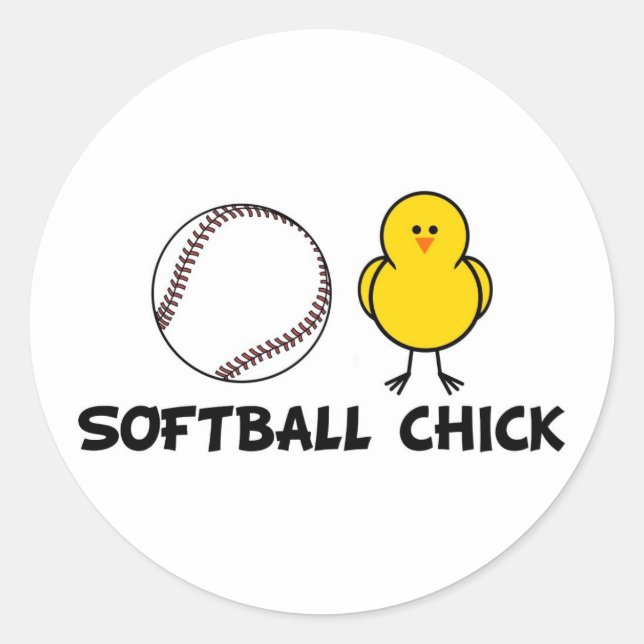 Softball Chick Classic Round Sticker (Front)
