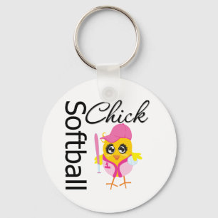 Softball Chick Key Ring
