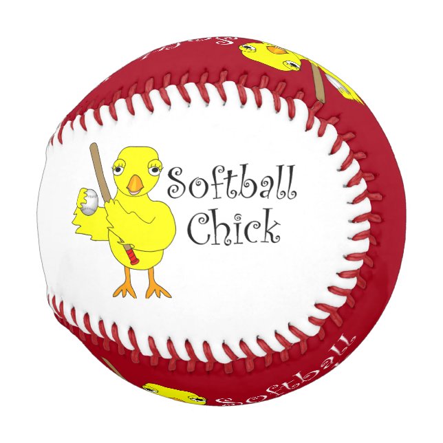 Softball Chick Text  Baseball (Front Right)