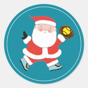 Softball Christmas Classic Round Sticker