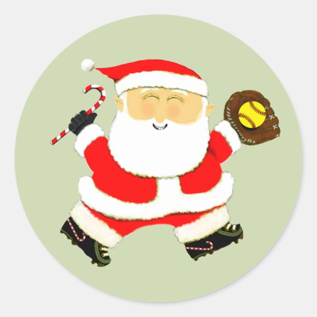 Softball Christmas Classic Round Sticker (Front)