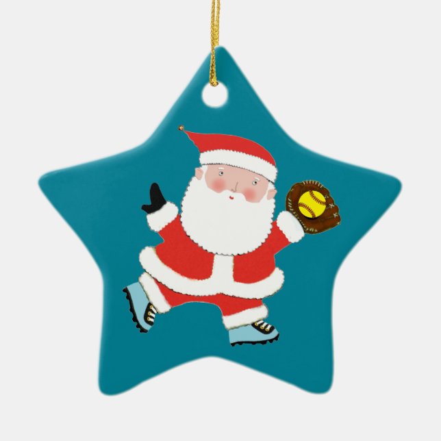 Softball Christmas Collectable Ceramic Ornament (Front)