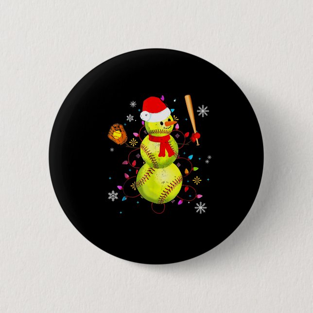 Softball Christmas Funny Softball Snowman Xmas  6 Cm Round Badge (Front)