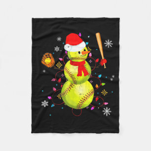 Softball Christmas Funny Softball Snowman Xmas Fleece Blanket