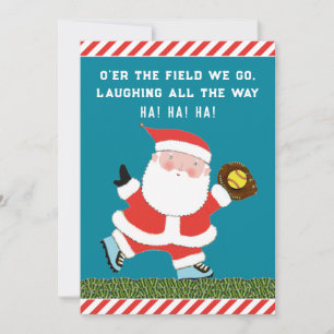 Softball Christmas Holiday Humour Cards