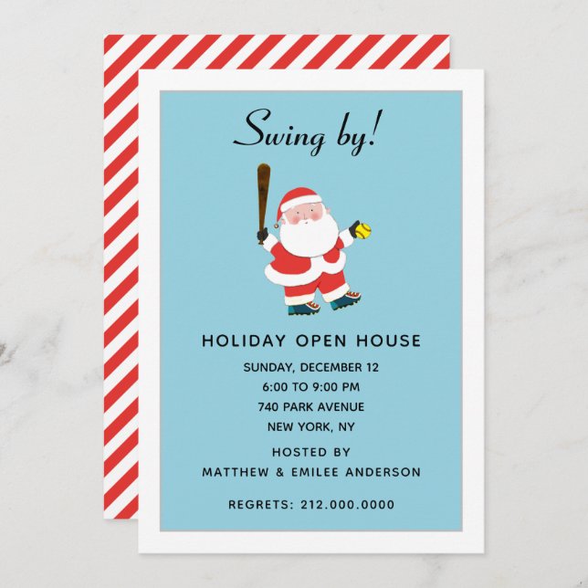 Softball Christmas Holiday Party Invitation (Front/Back)