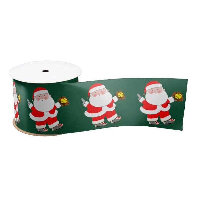 Softball Christmas Satin Ribbon (Spool)