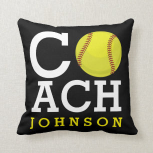 Softball Coach Custom Name Cushion