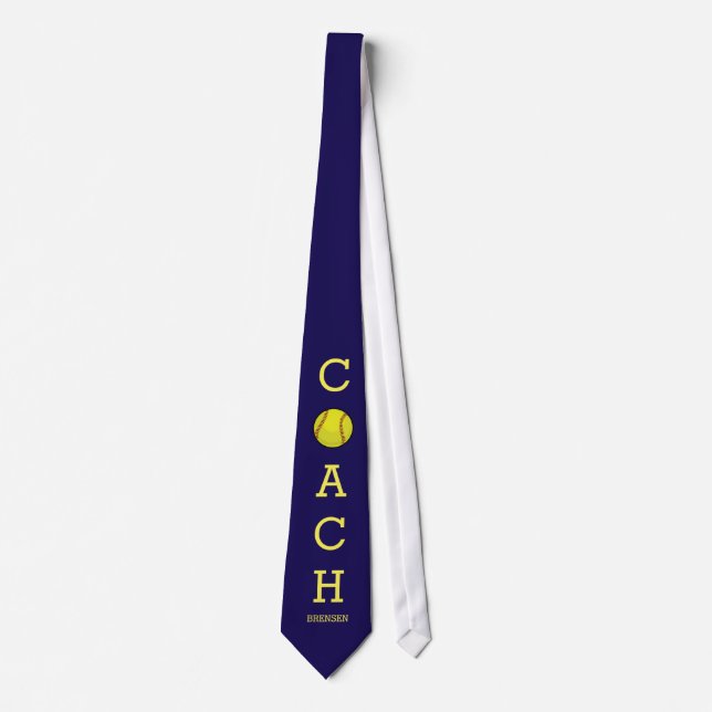 Softball Coach Custom Name Indigo Tie (Front)