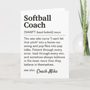 Softball Coach Definition Personalised Thank You Card