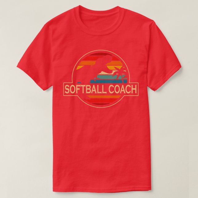 Softball Coach Dinosaur T-Shirt (Design Front)