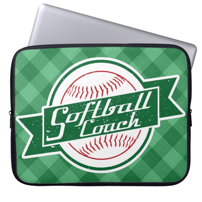 Softball Coach Laptop Sleeve (Front)