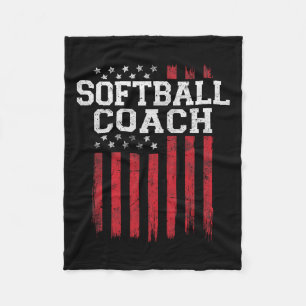 Softball Coach Proud American Flag Usa Patriot Pat Fleece Blanket