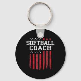 Softball Coach Proud American Flag Usa Patriot Pat Key Ring