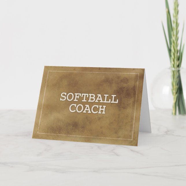 Softball Coach Thanks Definition Simple Brown Card (Front)