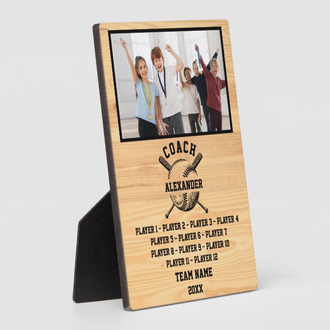Softball Coach With Custom Player's Name & Photo Plaque (Side)