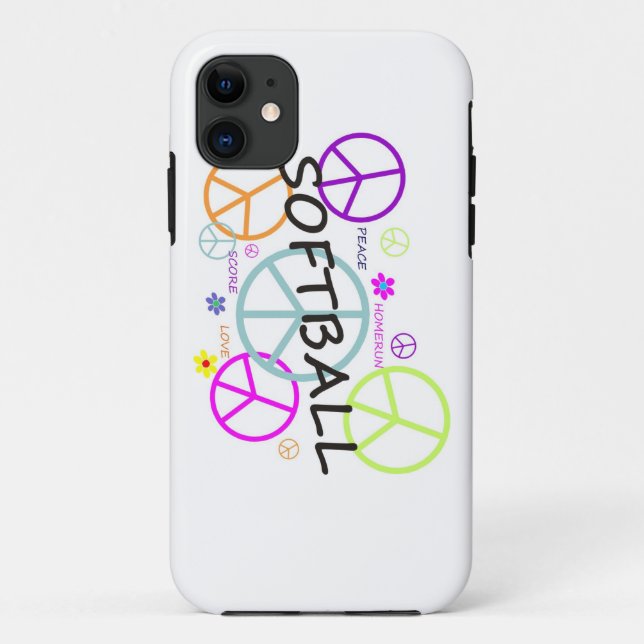 Softball Coloured Peace Signs Case-Mate iPhone Case (Back)
