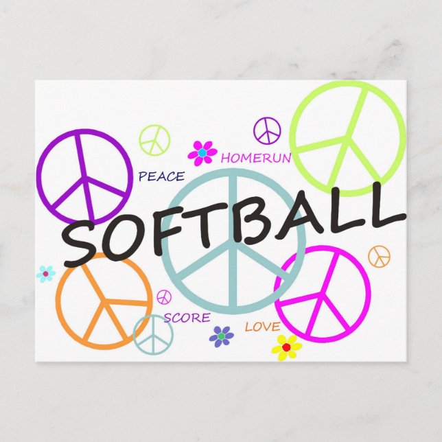 Softball Coloured Peace Signs Postcard (Front)