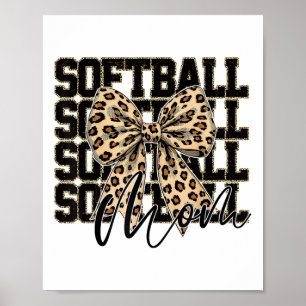 Softball Coquette Bow Softball Mum Game Day Softba Poster
