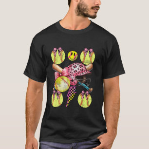 Softball Coquette Bows Game Day Softball Lover T-Shirt