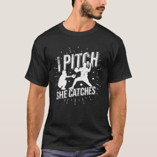 Softball Couple Pitcher Catcher Husband Wife Gift T-Shirt