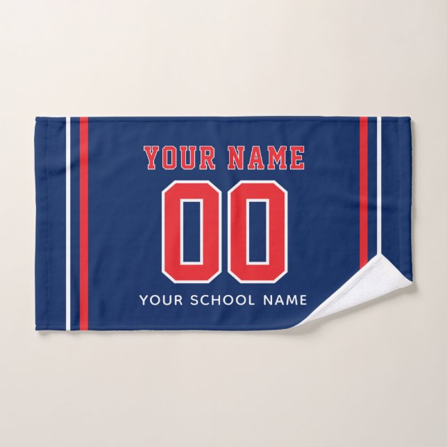 Softball Custom Jersey Number & Name, Team Gift Hand Towel (Hand Towel)